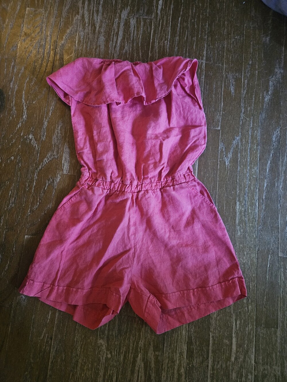 Jolie Pink Linen Romper Summer
